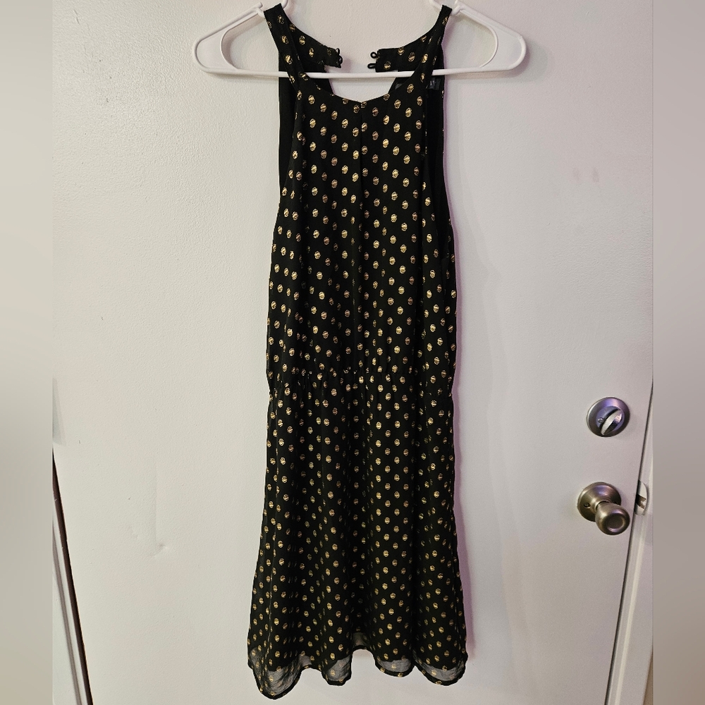 Brixon Ivy Black and Gold Polka Dot Dress
